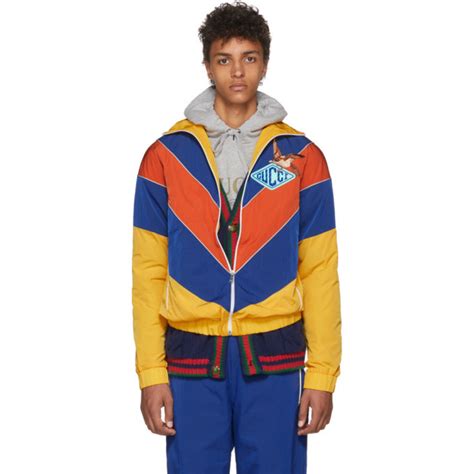 gucci yellow and blue technical jacket|Gucci puffer jacket men's.